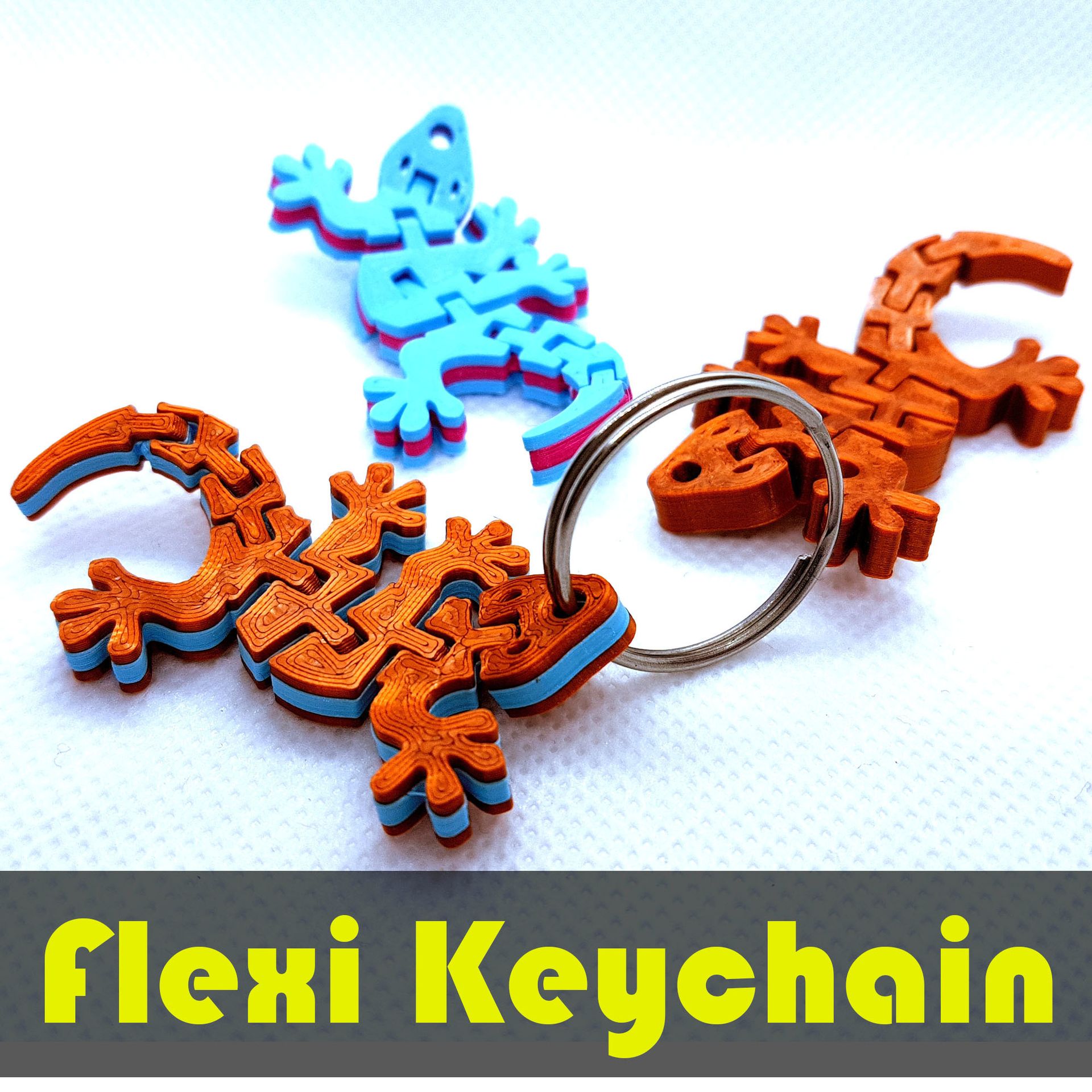 Flexi Articulated Keychain - Gecko Dual Color preview