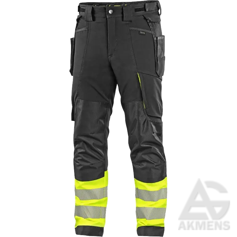 Trousers CXS NAOS HV, black/yellow (stretch)