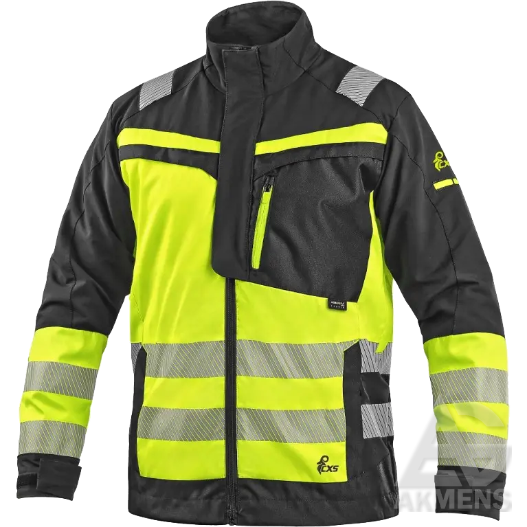 Jacket CXS NAOS HV, black/yellow (stretch)