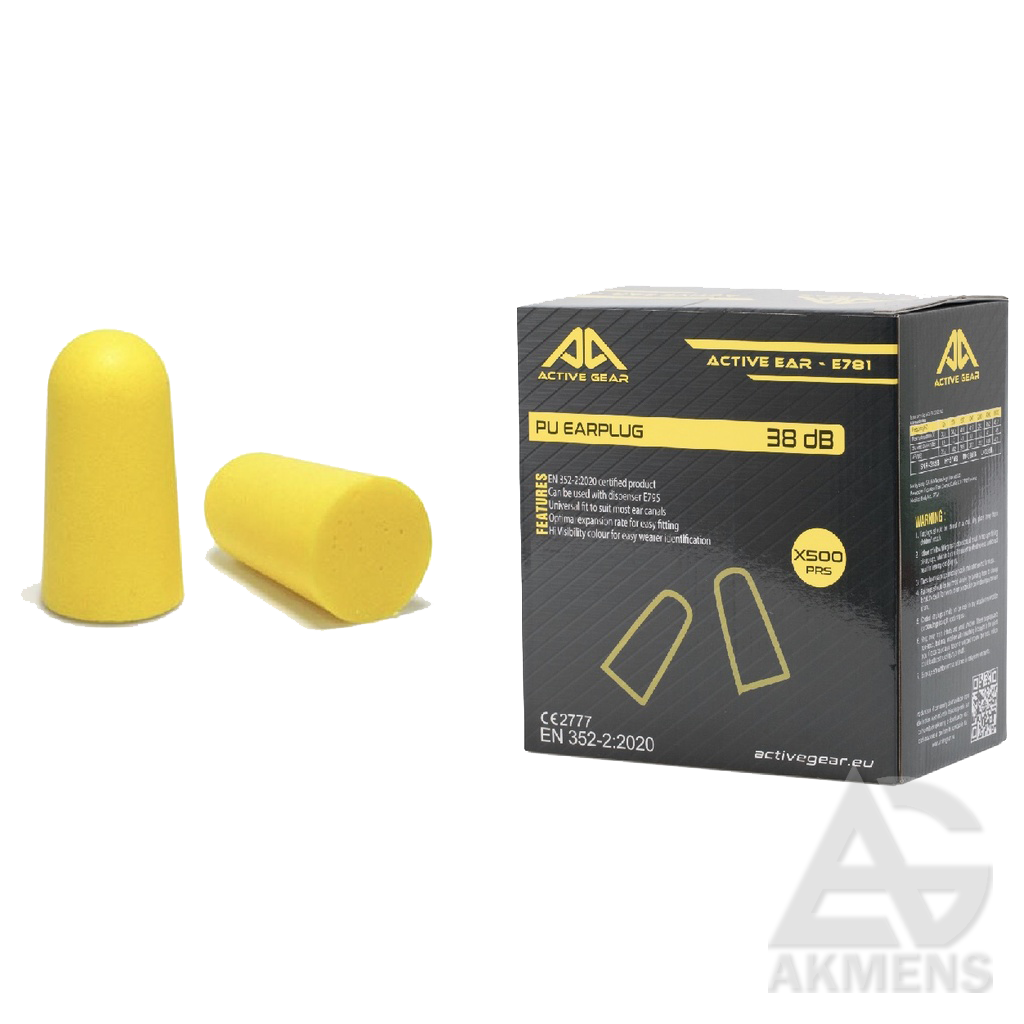 [SG-AUSU-KAMSTELIAI-ACTIVE-EAR-E781-DISP-500-PORU] Earplugs Active EAR E781 disp. ( 500 pairs)