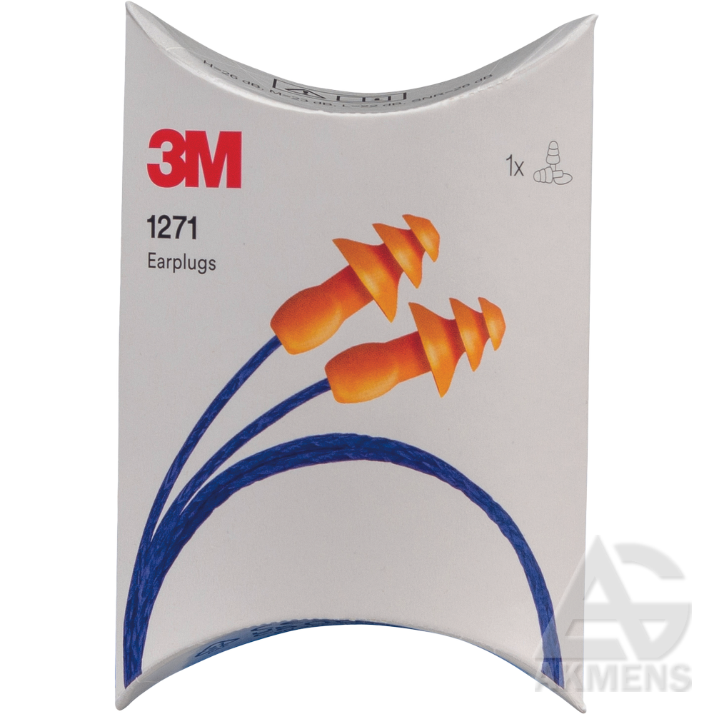 [SG-KAMSTELIAI-AUSIMS-3M-1271-SU-VIRVUTE-DEZUTEJE] Earplugs 3M 1271, corded, in box