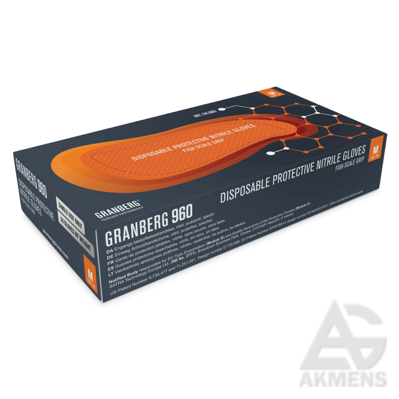 Disposable Gloves GRANBERG 960, nitrile, orange